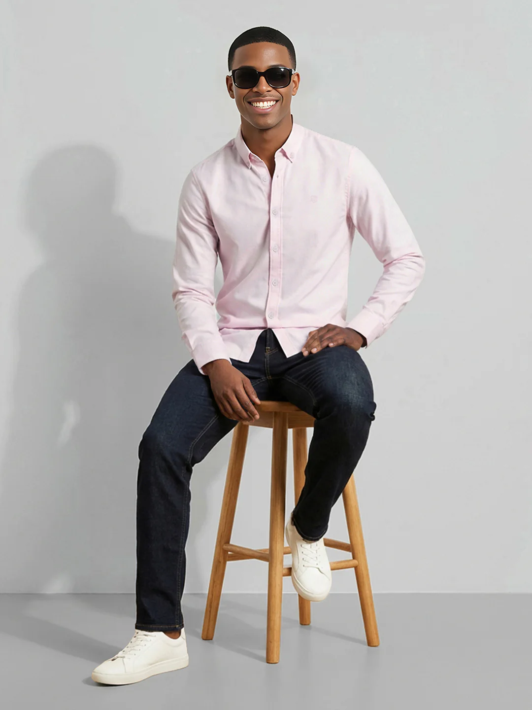 Pink Moderno Fit Men's Long Sleeves Shirt by Being Human Clothing - Image 4