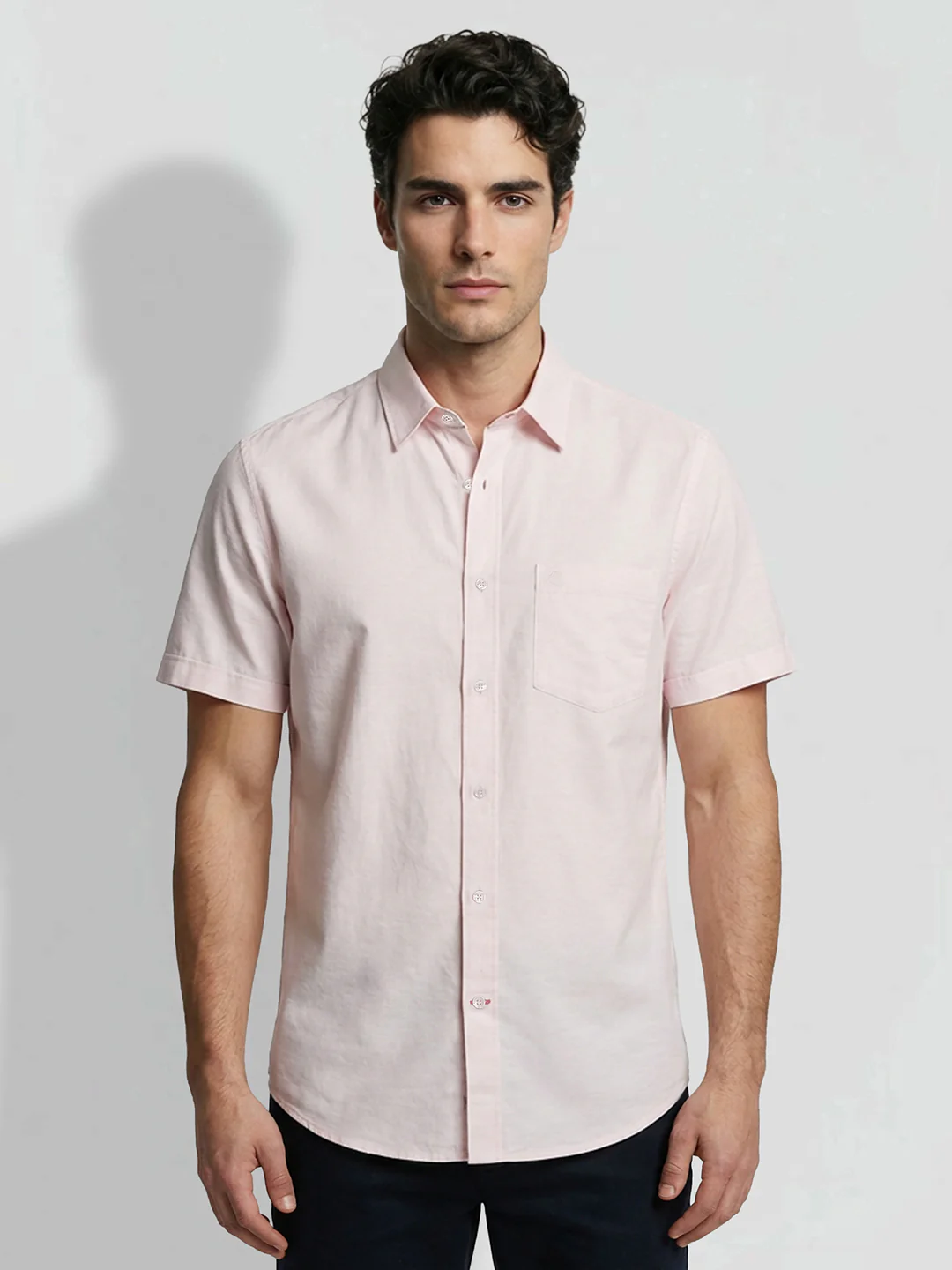 Pink Moderno  Fit Men's Short Sleeves Casual Shirt by Being Human Clothing
