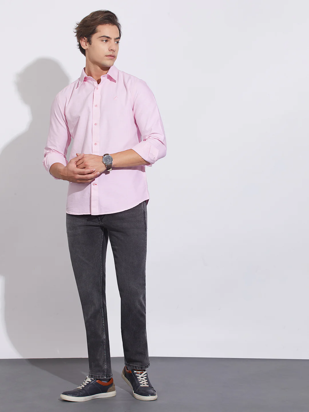 Pink Moderno Fit Regular Collar Shirt for Men by Being Human Clothing - Image 4