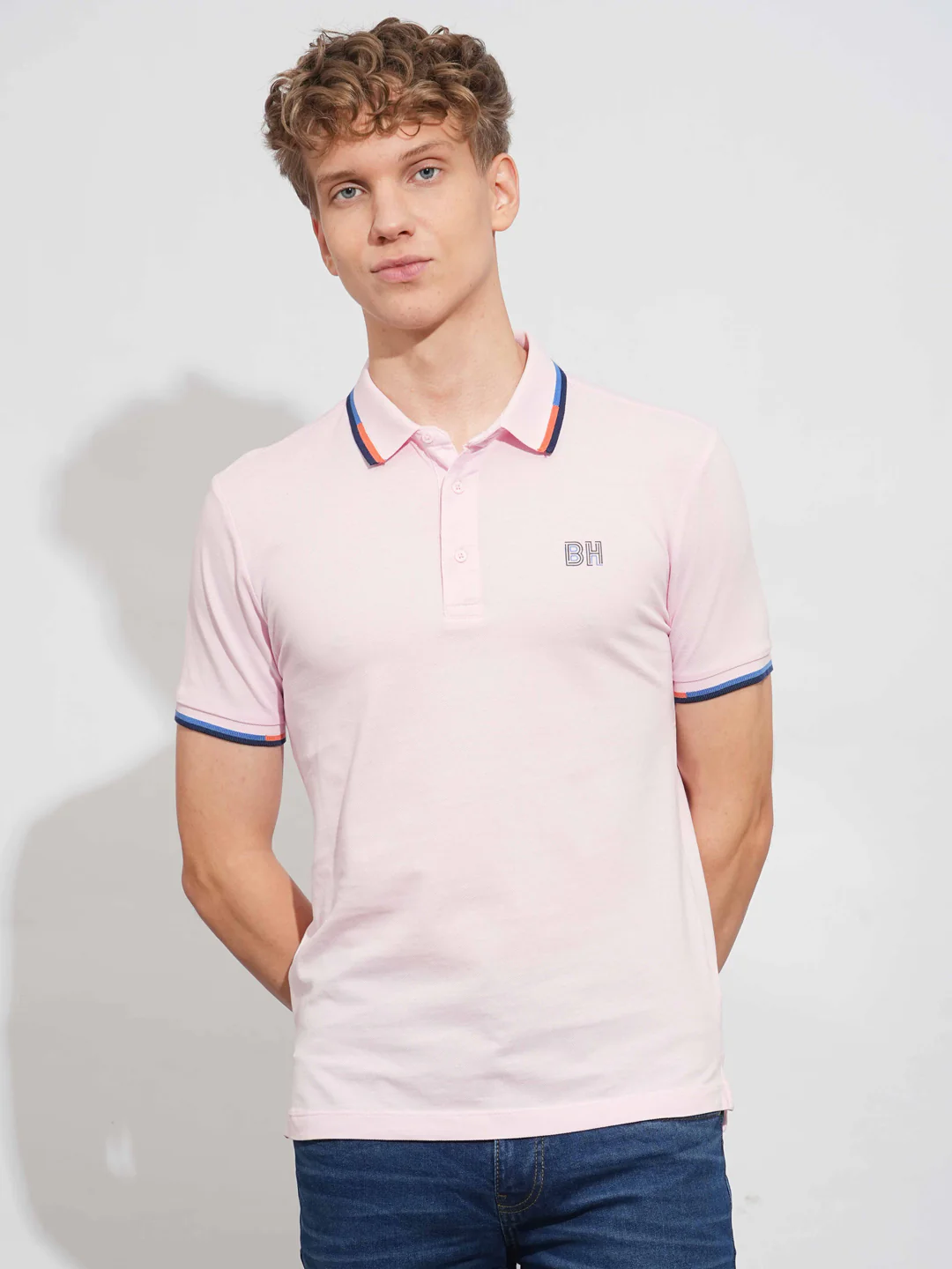 Pink Regular Fit Men's Polo T-Shirt by Being Human Clothing