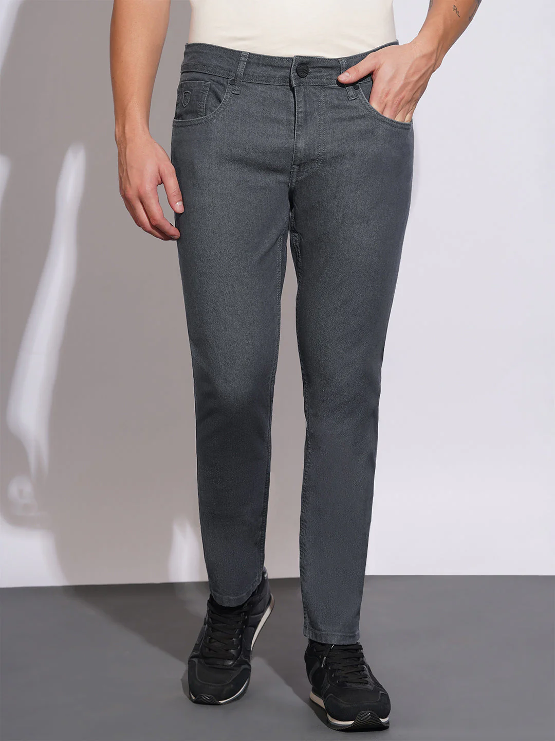 Raw Grey Slim Fit Jeans for Men by Being Human Clothing