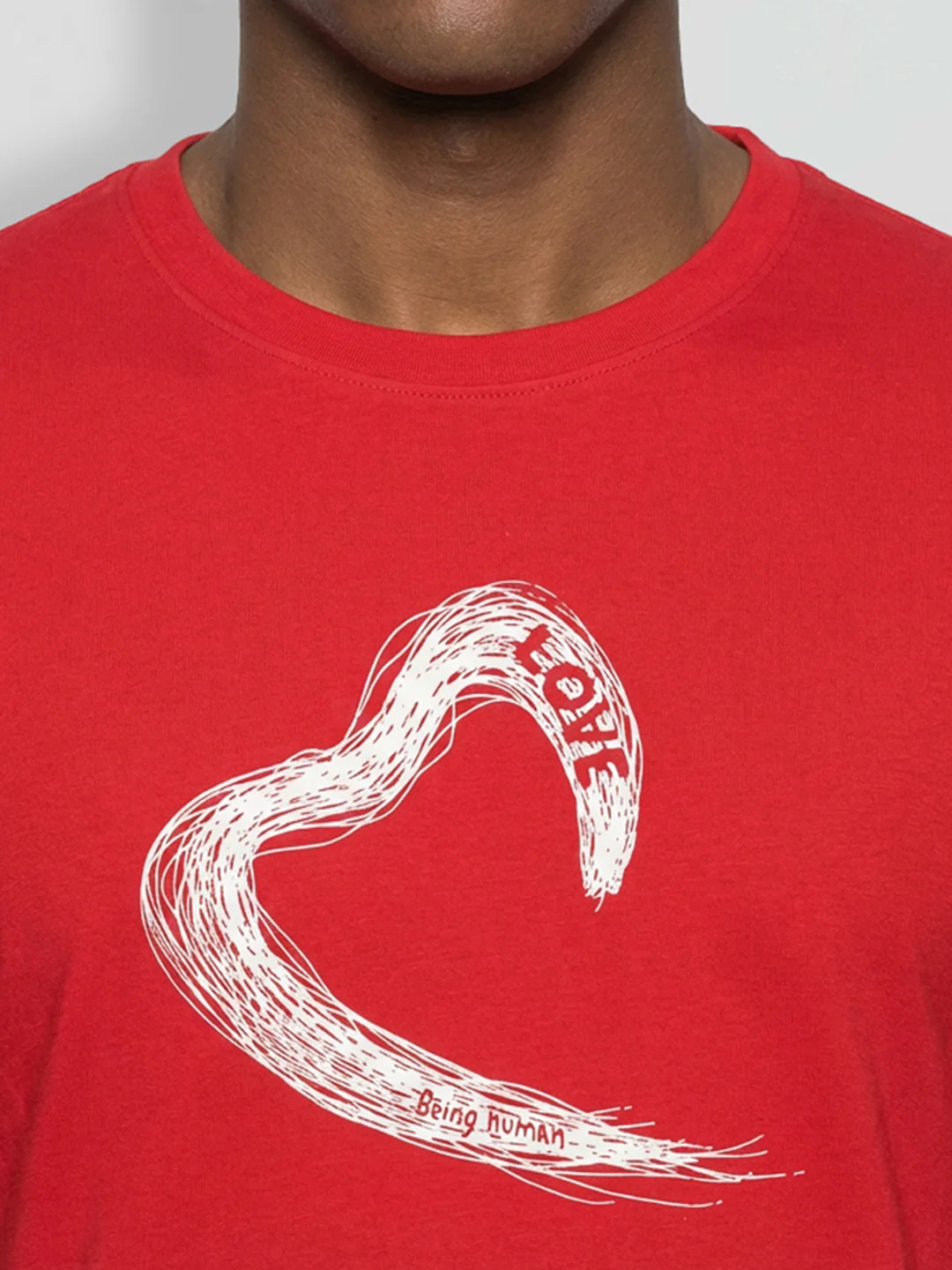 Red Moderno Fit Men's Love Graphic T-Shirt by Being Human Clothing - Image 5