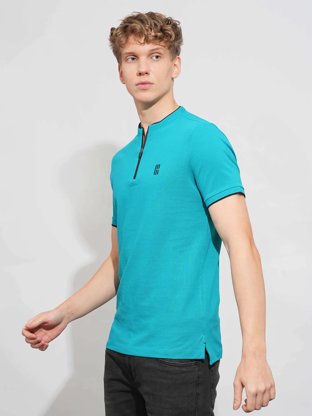 Teal Regular Fit Men's Polo T-Shirt by Being Human Clothing - Image 2