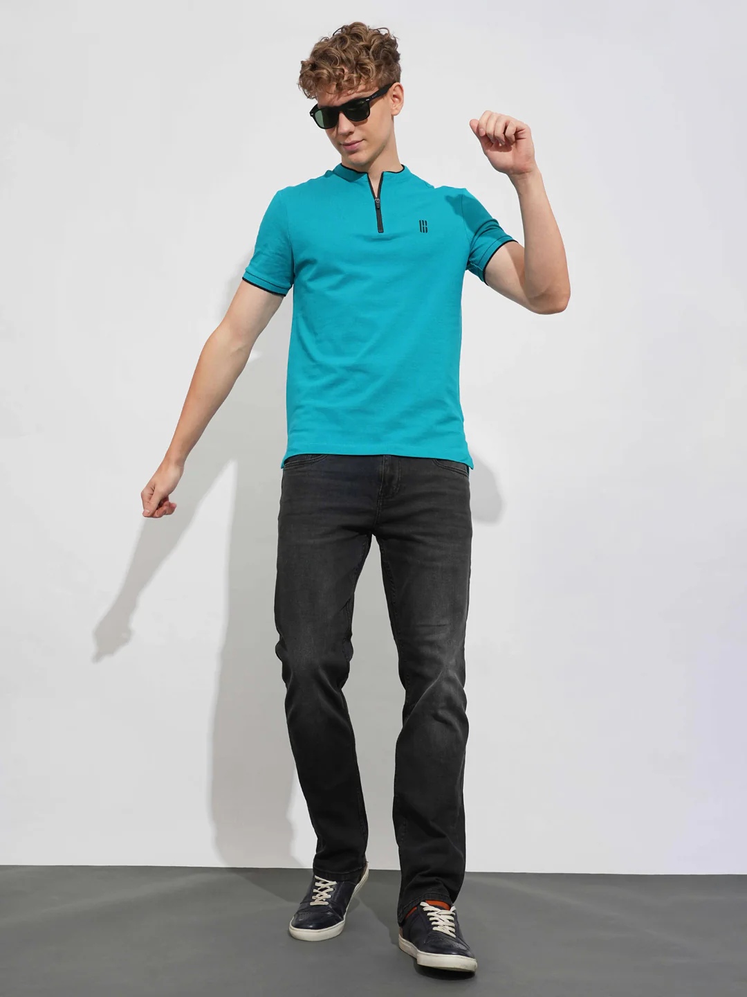 Teal Regular Fit Men's Polo T-Shirt by Being Human Clothing - Image 4