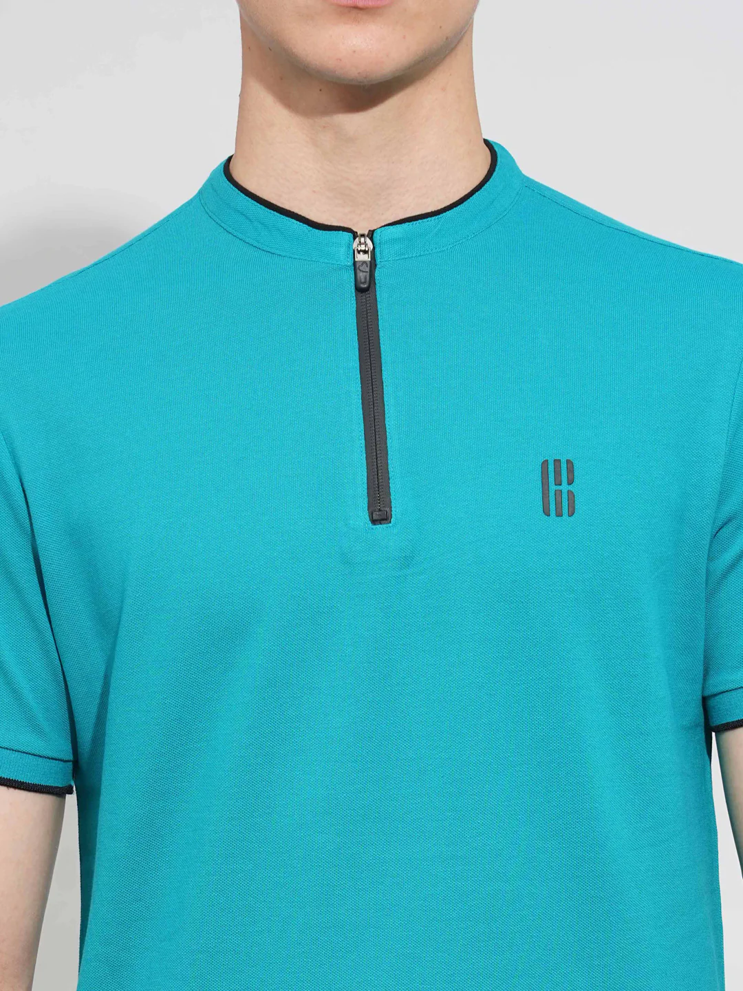 Teal Regular Fit Men's Polo T-Shirt by Being Human Clothing - Image 5