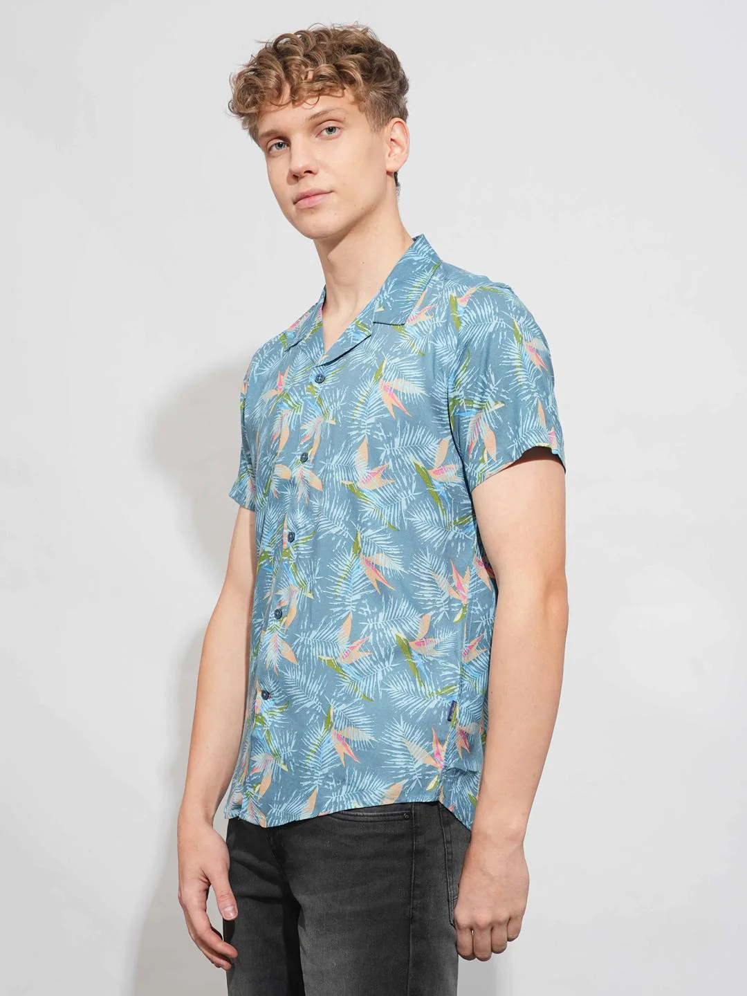 Teal Slim Fit Regular Collar Shirt for Men by Being Human Clothing - Image 2