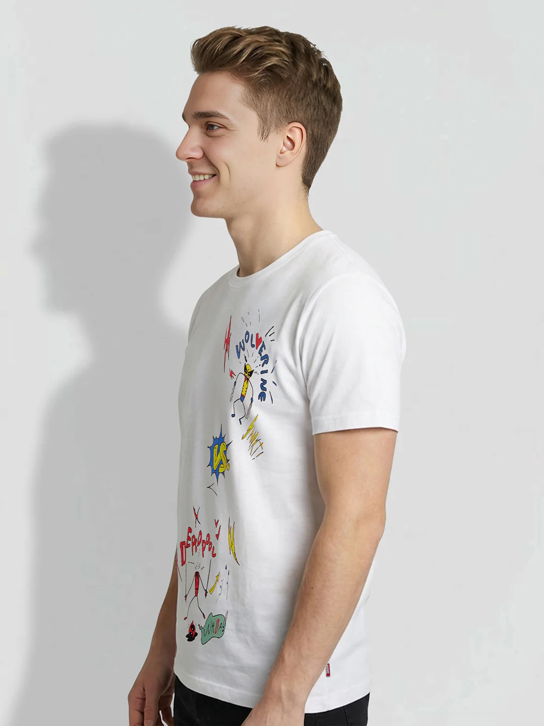 White Easy Fit Men's Deadpool Graphic Crew Neck T-Shirt by Being Human Clothing - Image 2