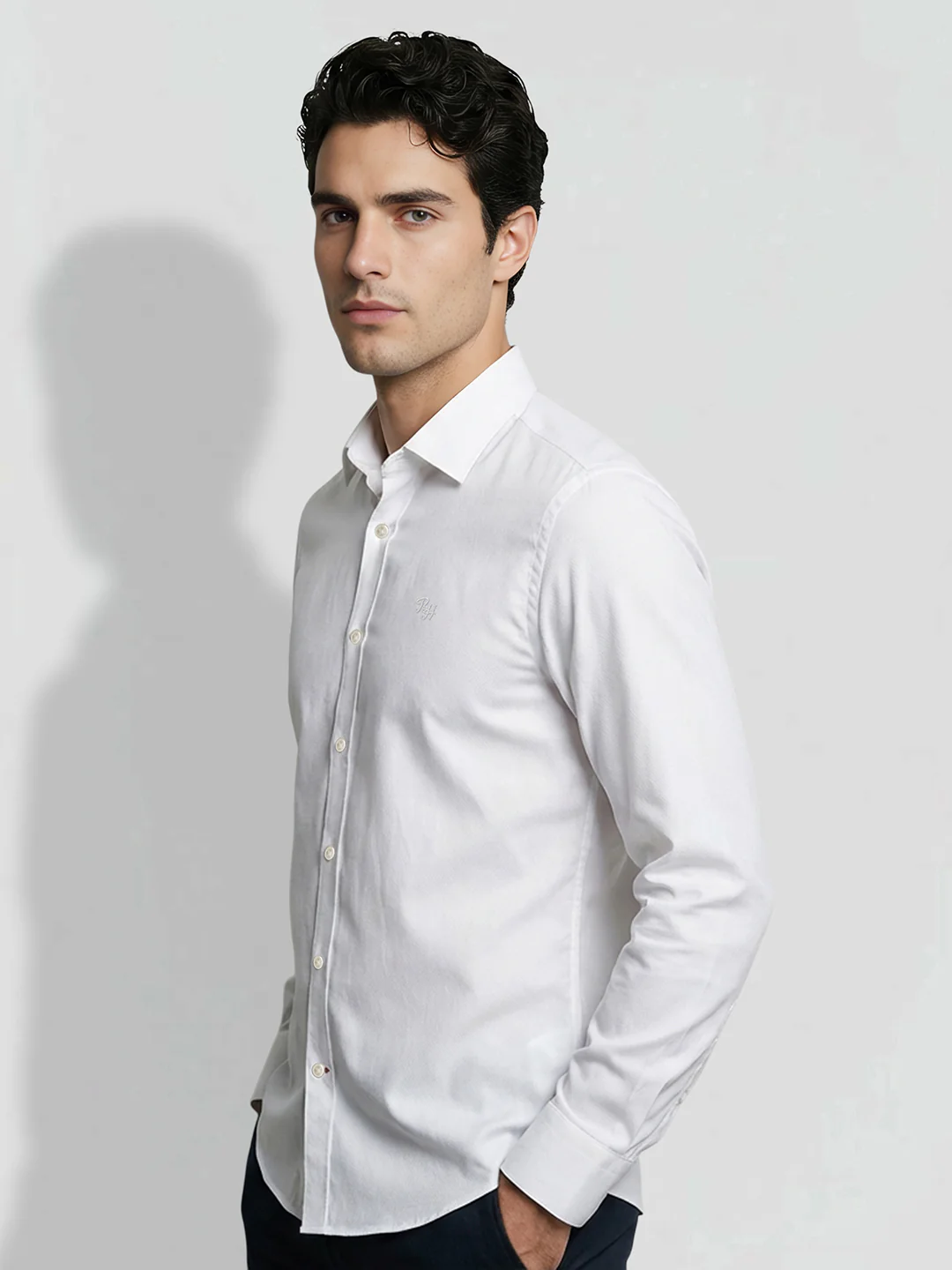 White Moderno Fit Men's Long Sleeves Spread Collar Shirt by Being Human Clothing - Image 2