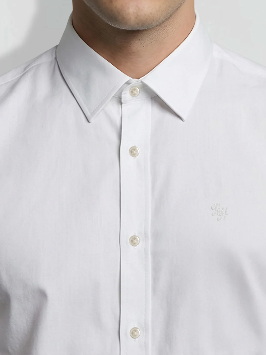 White Moderno Fit Men's Long Sleeves Spread Collar Shirt by Being Human Clothing - Image 5