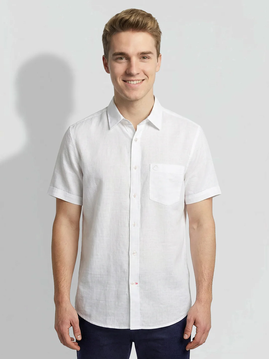 White Moderno Fit Men's Short Sleeves Casual Shirt by Being Human Clothing