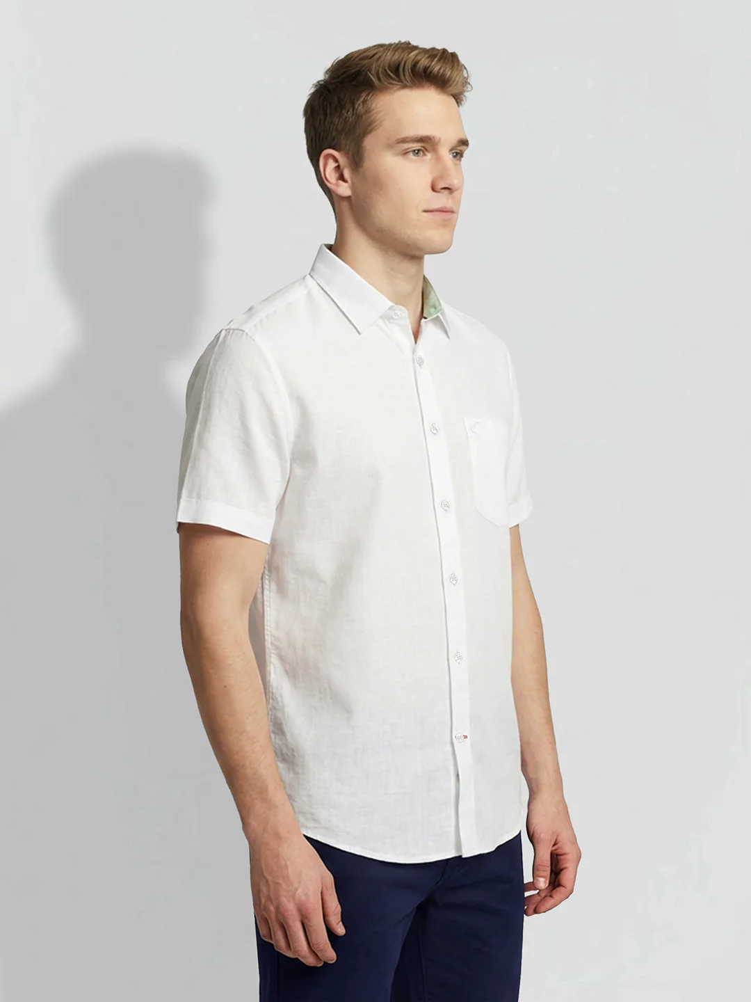 White Moderno Fit Men's Short Sleeves Casual Shirt by Being Human Clothing - Image 2