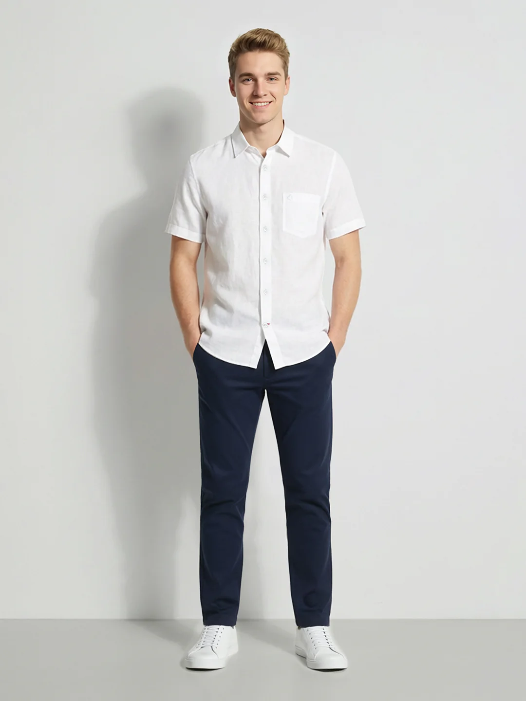White Moderno Fit Men's Short Sleeves Casual Shirt by Being Human Clothing - Image 4