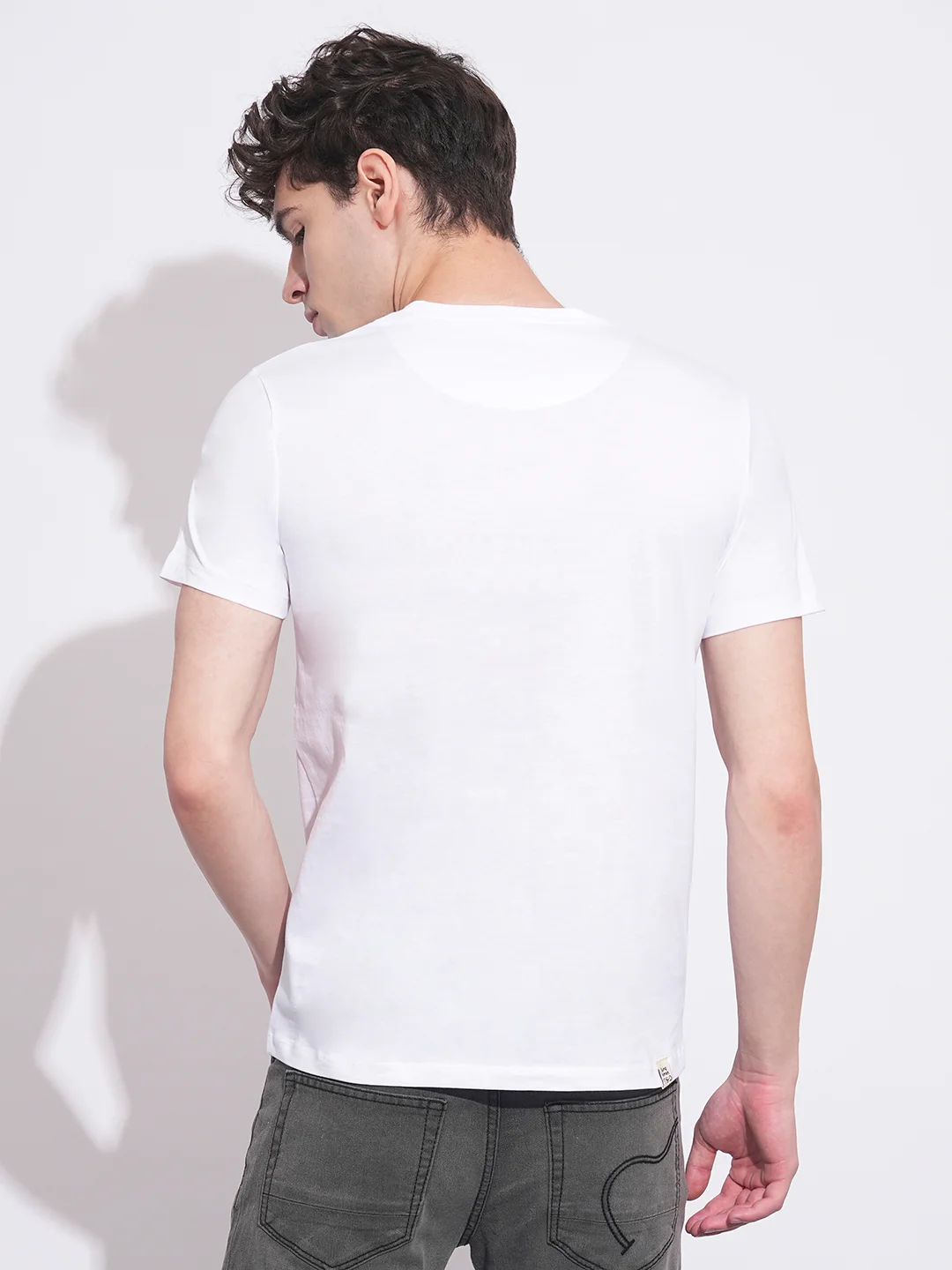 White Regular Fit Round Neck Men's T-Shirt by Being Human Clothing - Image 3