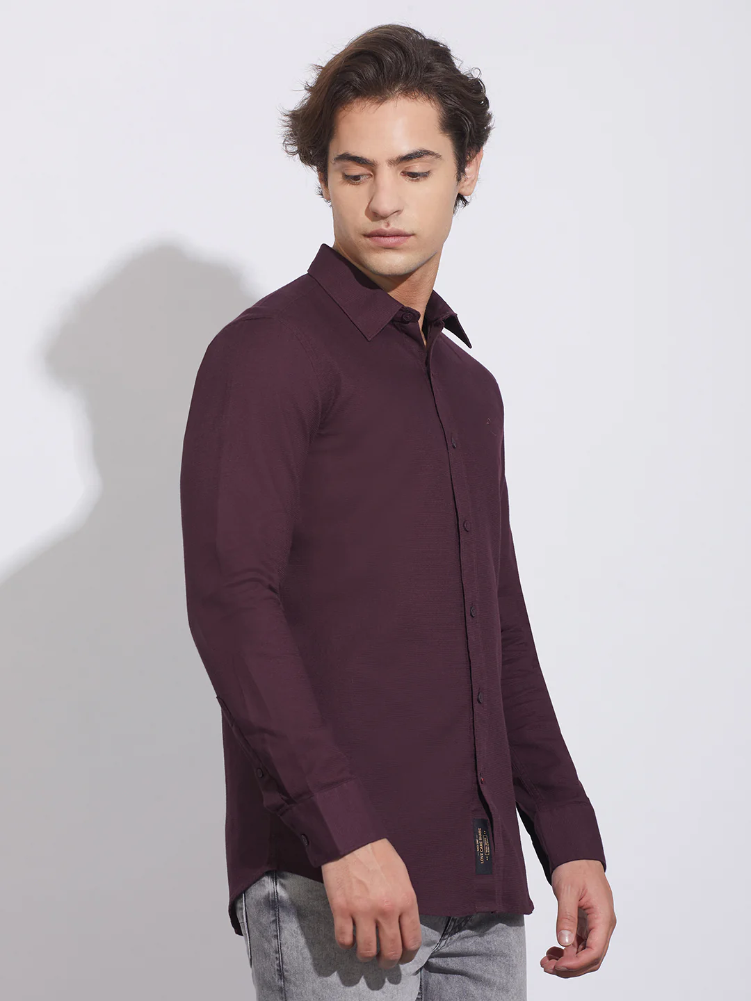 Wine Moderno Fit Regular Collar Shirt for Men by Being Human Clothing - Image 2